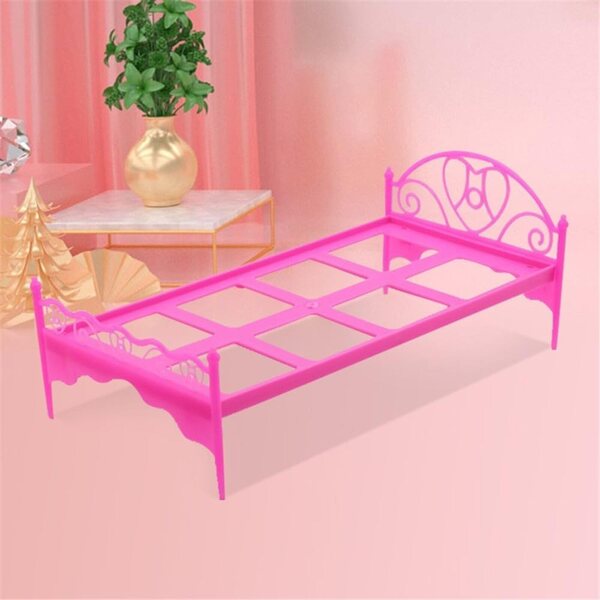 Bett für 30-cm-Puppen mit Laken und Kissen – Puppenhaus-Einrichtung