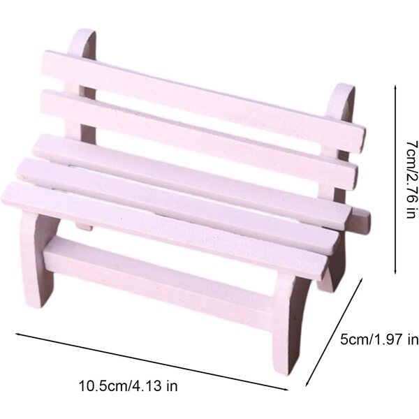 Miniatura Panca in Legno Bianca per Micro Paesaggi - Supporto Multifunzionale e Decorativo