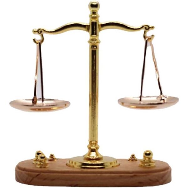 Ornamento Miniatura Vintage Bilancia Giustizia in Metallo Antico per Casa e Ufficio