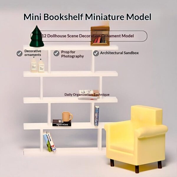 1:12 Puppenhaus Miniatur Weißes Regal | DIY dekoratives Bücherregal