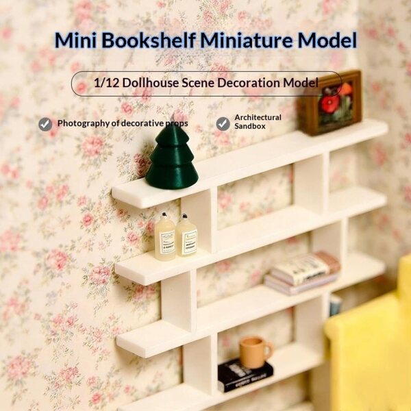 1:12 Puppenhaus Miniatur Weißes Regal | DIY dekoratives Bücherregal
