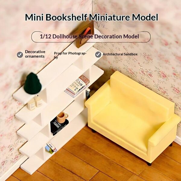 1:12 Puppenhaus Miniatur Weißes Regal | DIY dekoratives Bücherregal