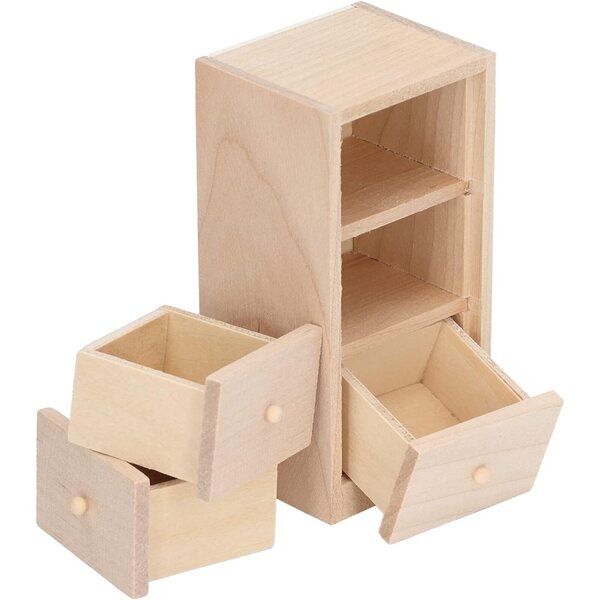 1:12 Mini-Kleiderschrank aus Birkenholz mit Schubladen für Omquot Puppenhaus