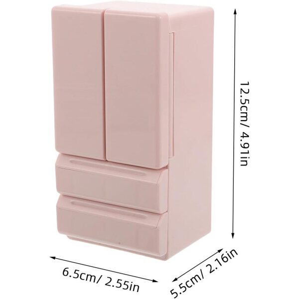 Mini frigorifero giocattolo rosa a doppia porta con luce per casa delle bambole