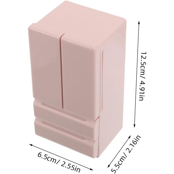 Mini frigorifero giocattolo rosa a doppia porta con luce per casa delle bambole