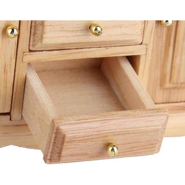1:12 Puppenhaus-Kleiderschrank aus Eichenholz, Türen zum Öffnen, elegant und sicher