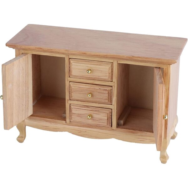 1:12 Puppenhaus-Kleiderschrank aus Eichenholz, Türen zum Öffnen, elegant und sicher