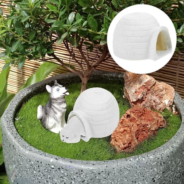 GALPADA Igloo in Resina Decorazione Casa di Ghiaccio Miniatura 9,4x8,7x7 cm Bianco