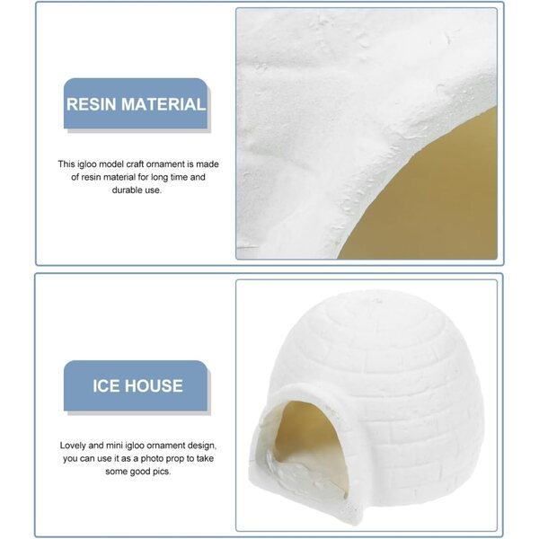 GALPADA Igloo in Resina Decorazione Casa di Ghiaccio Miniatura 9,4x8,7x7 cm Bianco