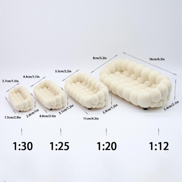 Miniatur-Nuvola-Sofa für Puppenhaus im Maßstab 1:12 - 1:30
