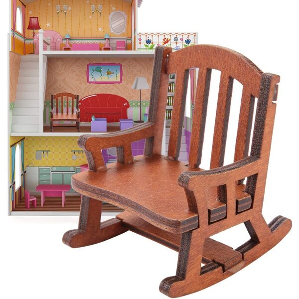 1:12 Puppenhaus Miniatur-Schaukelstuhl aus Holz – Picysa