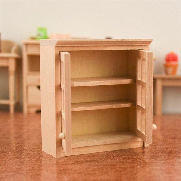 1:12 Miniatur-Küchenwandschrank aus Holz – Uterui-Puppenhaus-Dekoration
