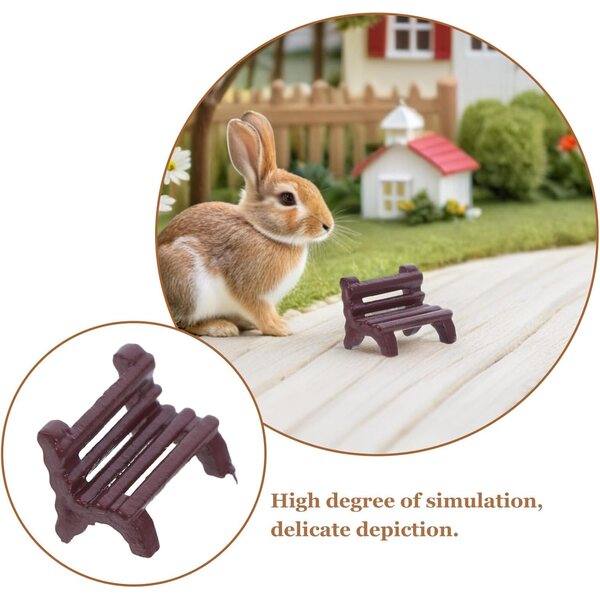 KICHOUSE 4 Stück Puppenhaus-Miniaturbänke, Feengarten-Dekorationen