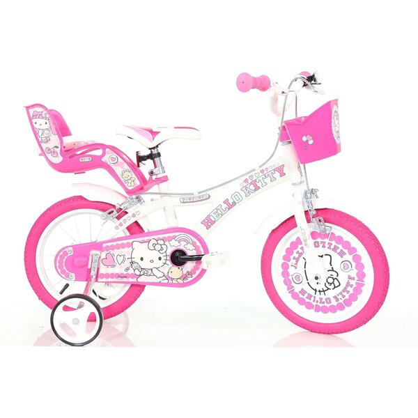 Dino Bikes Hello Kitty 14" Mädchenfahrrad mit Korb und Klingel