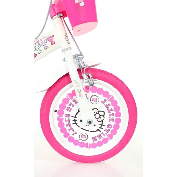Dino Bikes Hello Kitty 14" Mädchenfahrrad mit Korb und Klingel