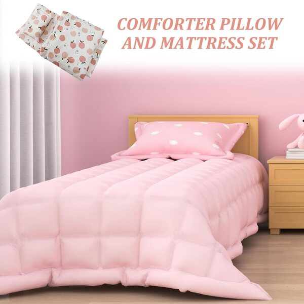 Set biancheria letto miniatura casa bambole 3 pezzi tessuto motivo pesca 30x16 cm