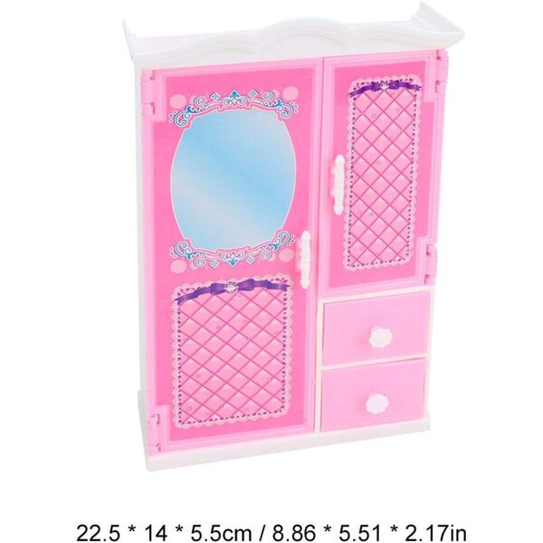 SIXRUN Mini-Garderobe für Cartoon-Puppen aus widerstandsfähigem Kunststoff für Kinder, 22,5 x 14 x 5,5 cm