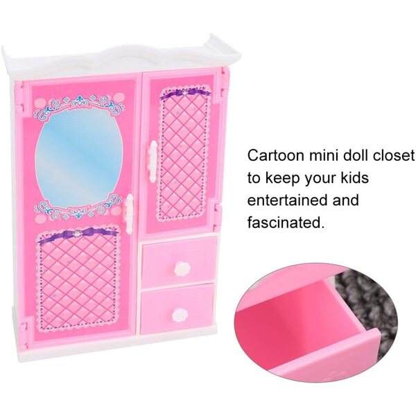 SIXRUN Mini-Garderobe für Cartoon-Puppen aus widerstandsfähigem Kunststoff für Kinder, 22,5 x 14 x 5,5 cm