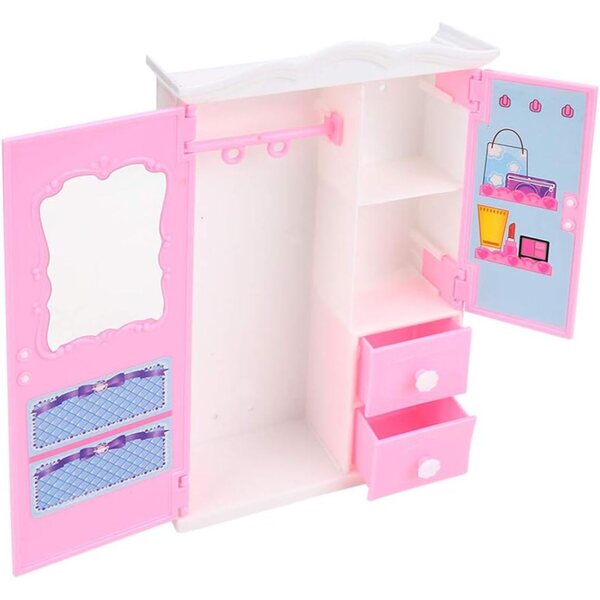 SIXRUN Mini-Garderobe für Cartoon-Puppen aus widerstandsfähigem Kunststoff für Kinder, 22,5 x 14 x 5,5 cm