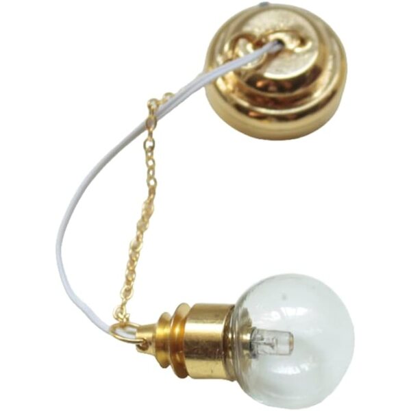 1/12 Miniatur-Lampe aus Metall und Glas für Puppenhaus mit goldener LED