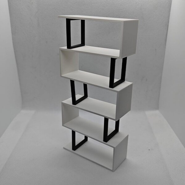 1/12 Weißes Mini-Bücherregal für Puppenhäuser, 3D-gedruckt in buntem PLA