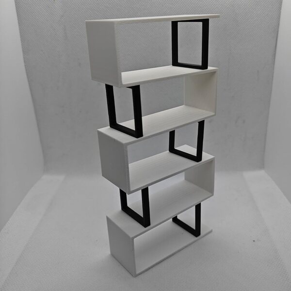 1/12 Weißes Mini-Bücherregal für Puppenhäuser, 3D-gedruckt in buntem PLA