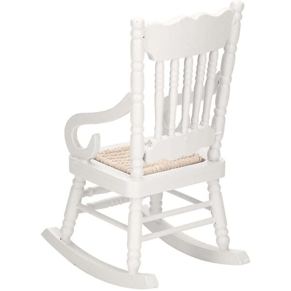 Cocoarm Sedia a Dondolo Miniatura 1:12 in Legno con Sedile in Corda, Bianco/Rosso
