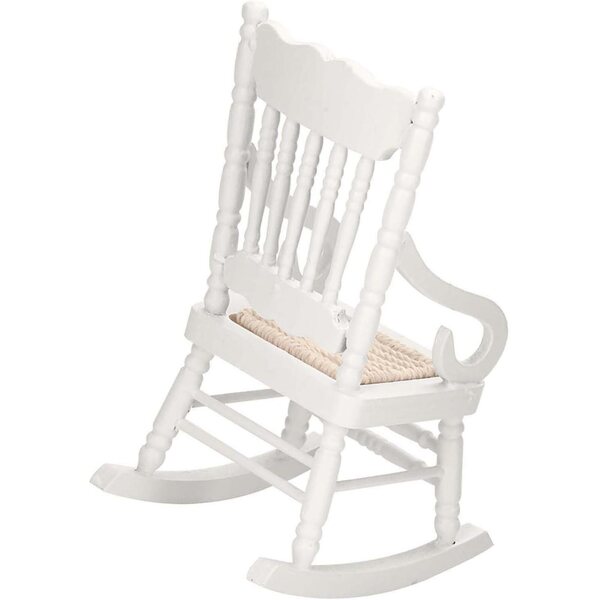 Cocoarm Sedia a Dondolo Miniatura 1:12 in Legno con Sedile in Corda, Bianco/Rosso