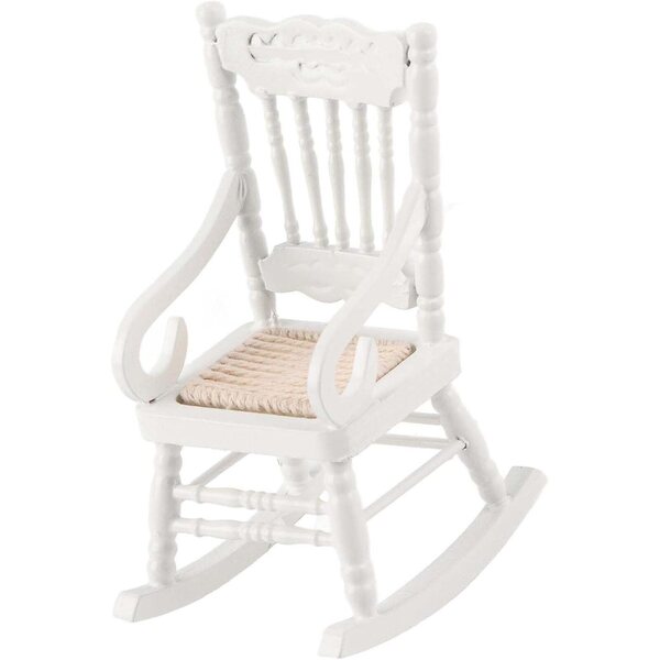Cocoarm Sedia a Dondolo Miniatura 1:12 in Legno con Sedile in Corda, Bianco/Rosso