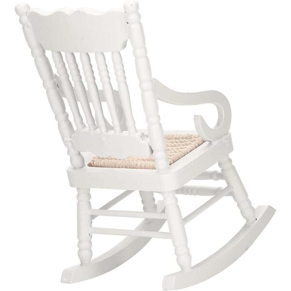 Cocoarm Sedia a Dondolo Miniatura 1:12 in Legno con Sedile in Corda, Bianco/Rosso