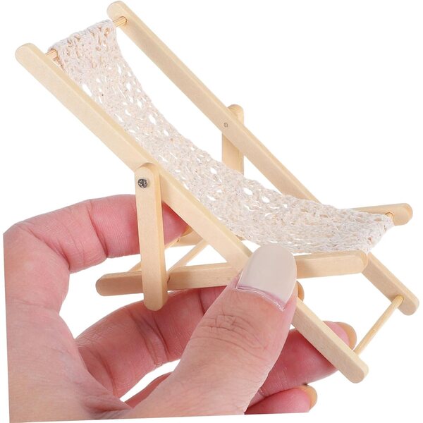 3 Mini-Strandstühle aus Holz für Mikrolandschaften und langlebige Puppenhäuser