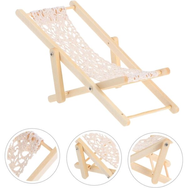 3 Mini-Strandstühle aus Holz für Mikrolandschaften und langlebige Puppenhäuser