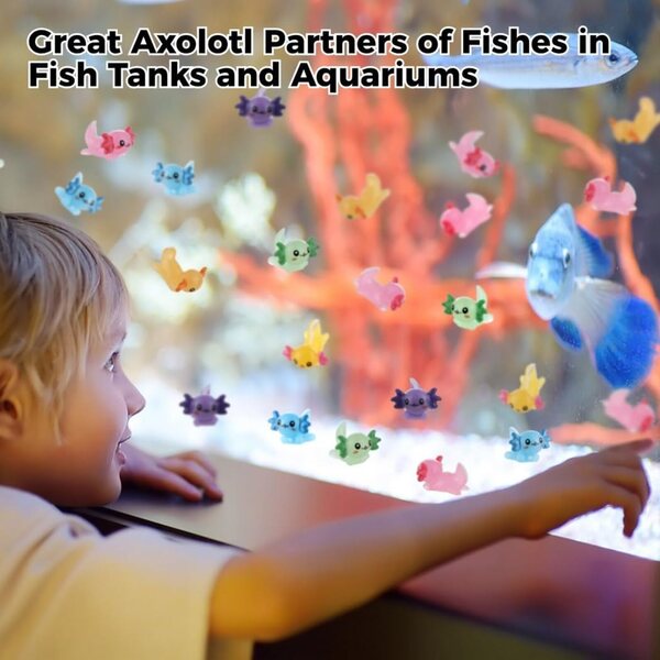 Packung mit 48 Mini-Axolotl-Statuetten aus Kunstharz zum Basteln und für farbenfrohe Dekorationen