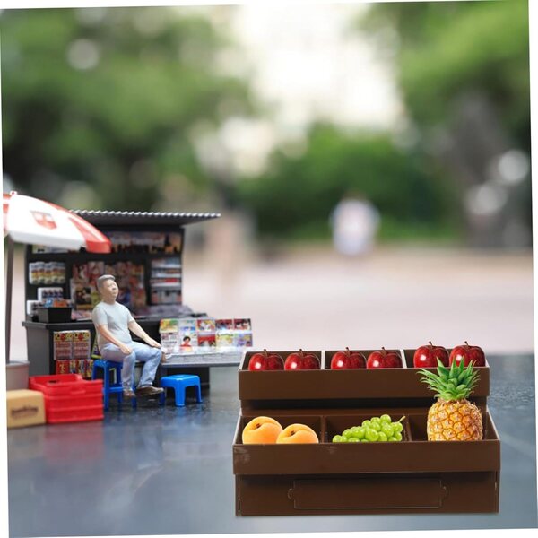 Amosfun Mini Scaffale Casa Bambole 2 pezzi Espositore Frutta e Verdura 9x5x5 cm