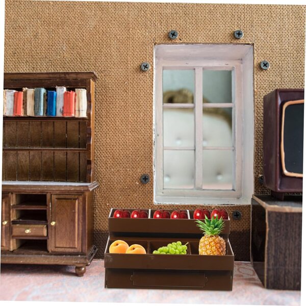 Amosfun Mini Scaffale Casa Bambole 2 pezzi Espositore Frutta e Verdura 9x5x5 cm
