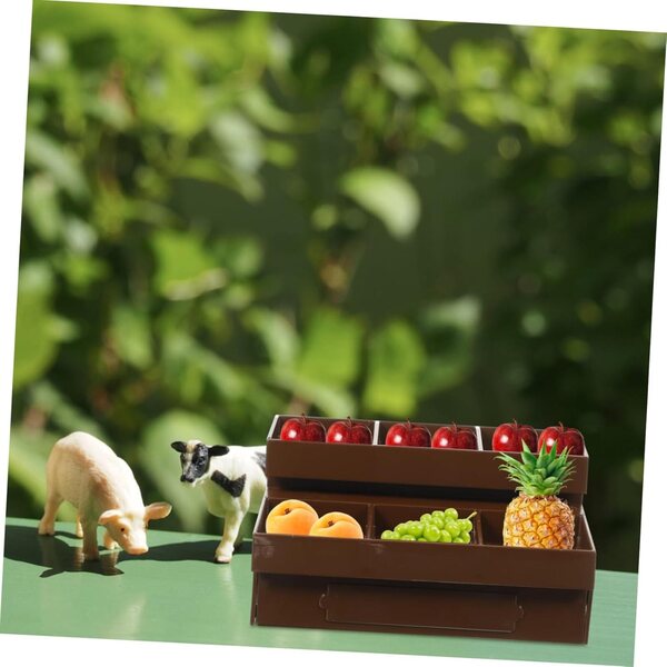 Amosfun Mini Scaffale Casa Bambole 2 pezzi Espositore Frutta e Verdura 9x5x5 cm