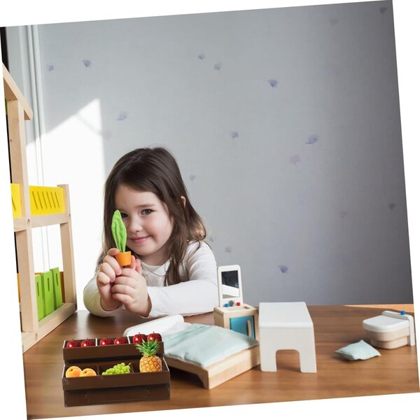 Amosfun Mini Scaffale Casa Bambole 2 pezzi Espositore Frutta e Verdura 9x5x5 cm