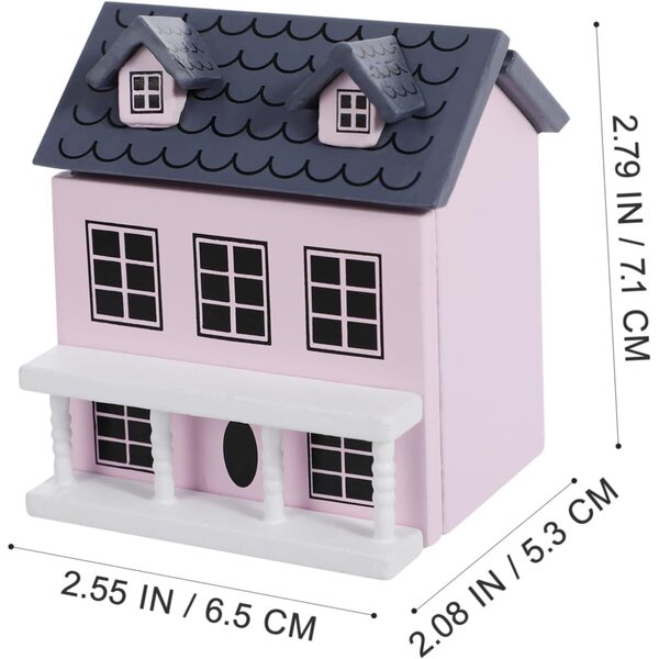 Toddmomy Handgefertigtes Tiny House als Wohn- und Schreibtischdekoration in Rosa und Grau