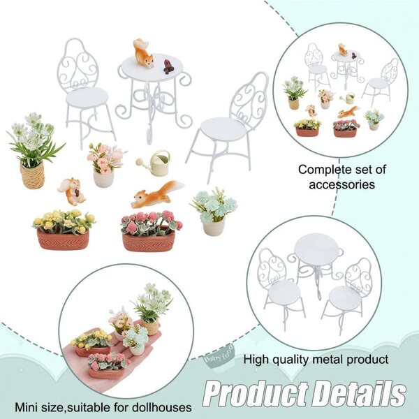 FREEBLOSS 13-teiliges Puppenhaus-Miniaturmöbelset, modernes und widerstandsfähiges Design