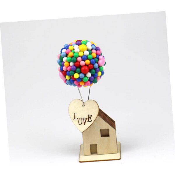 Didiseaon DIY Miniaturhaus mit rosa Luftballons, kreative Schreibtischdekoration