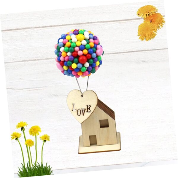 Didiseaon DIY Miniaturhaus mit rosa Luftballons, kreative Schreibtischdekoration