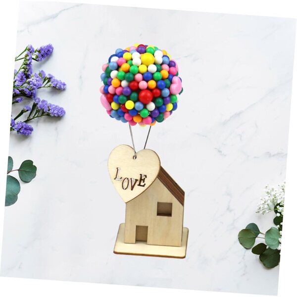 Didiseaon DIY Miniaturhaus mit rosa Luftballons, kreative Schreibtischdekoration