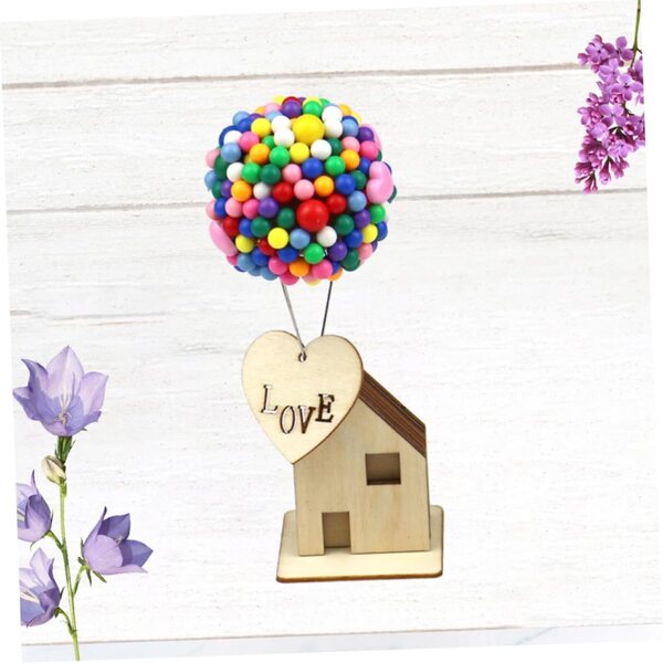 Didiseaon DIY Miniaturhaus mit rosa Luftballons, kreative Schreibtischdekoration