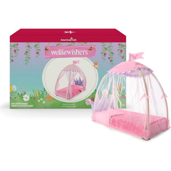 Letto a baldacchino Royal WellieWishers per bambole da 36,8 cm American Girl