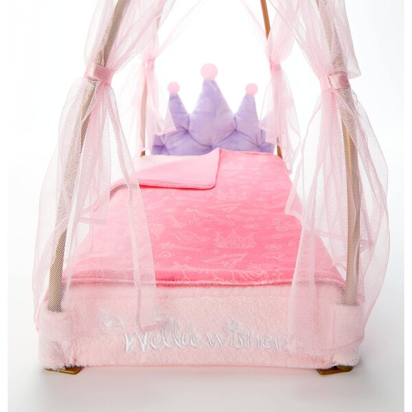 Letto a baldacchino Royal WellieWishers per bambole da 36,8 cm American Girl