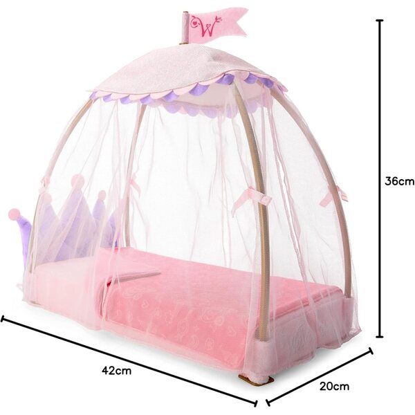 Letto a baldacchino Royal WellieWishers per bambole da 36,8 cm American Girl