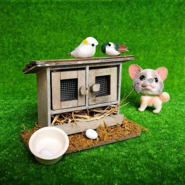 Casa delle Bambole 1/12 in Legno Pollaio Miniatura per Giardino delle Fate