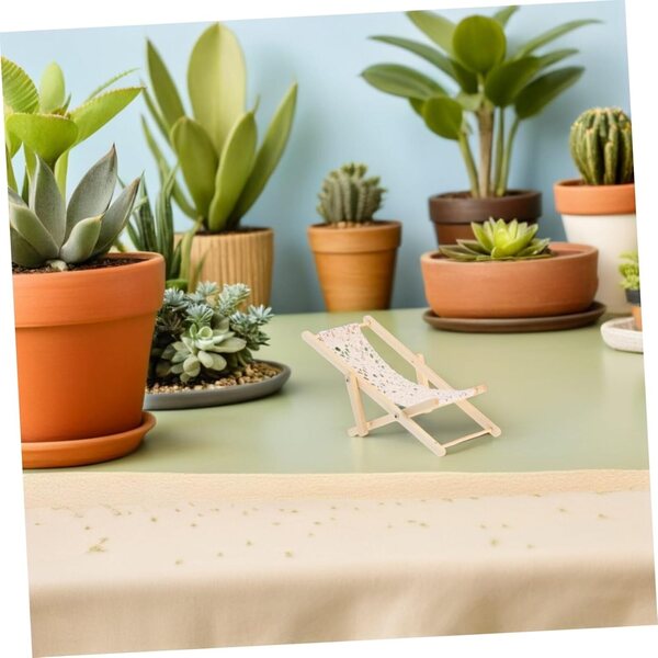 POPETPOP Set 3 Mini Sedie Spiaggia in Legno per Case delle Bambole e Micro Paesaggi