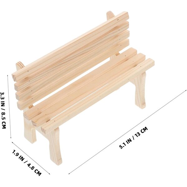 Alipis Miniatura Panca e Sedia in Legno per Casa delle Bambole - 2 Pezzi Accessori Realistici