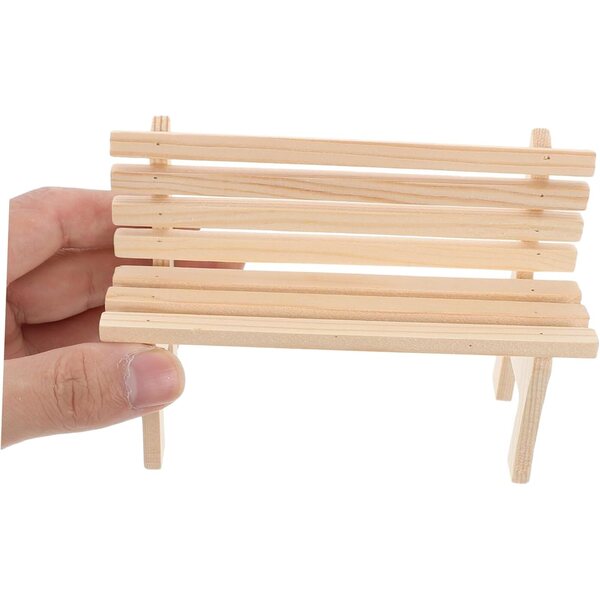 Alipis Miniatura Panca e Sedia in Legno per Casa delle Bambole - 2 Pezzi Accessori Realistici